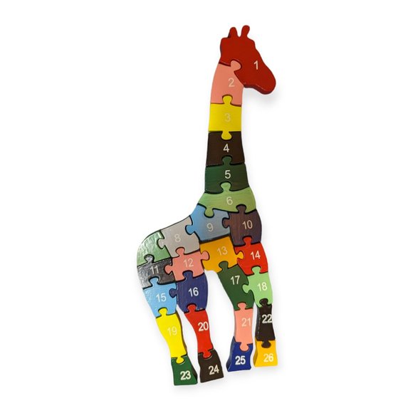 Wooden Rainbow Giraffe Alphabet & Numbers Puzzle - Picture 6 of 6